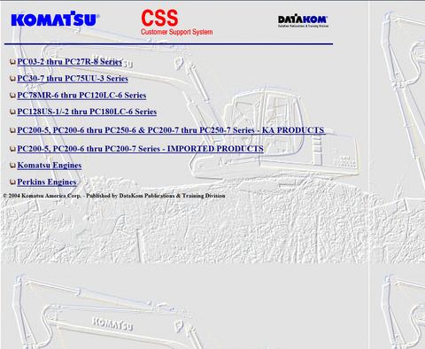 EPC233-Komatsu CSS Excavators PC03-2 - PC250-7 2004_01