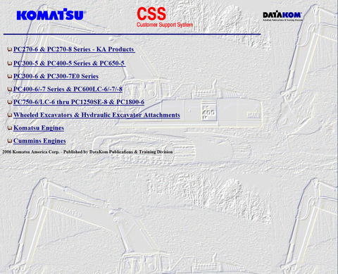 EPC246-Komatsu CSS Excavator PC270-6 - PC1800-6 2006_01