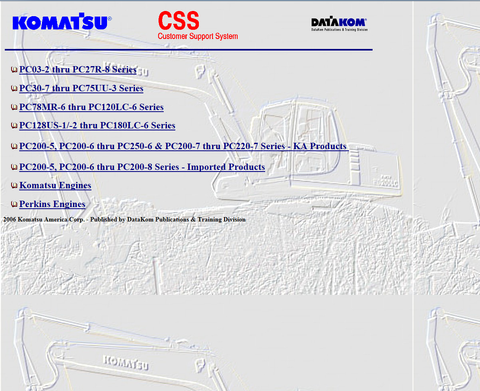 EPC245-Komatsu CSS Excavator PC03-2 - PC250-6 2006_01
