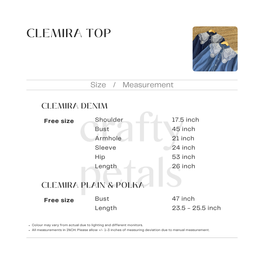 clemira size chart
