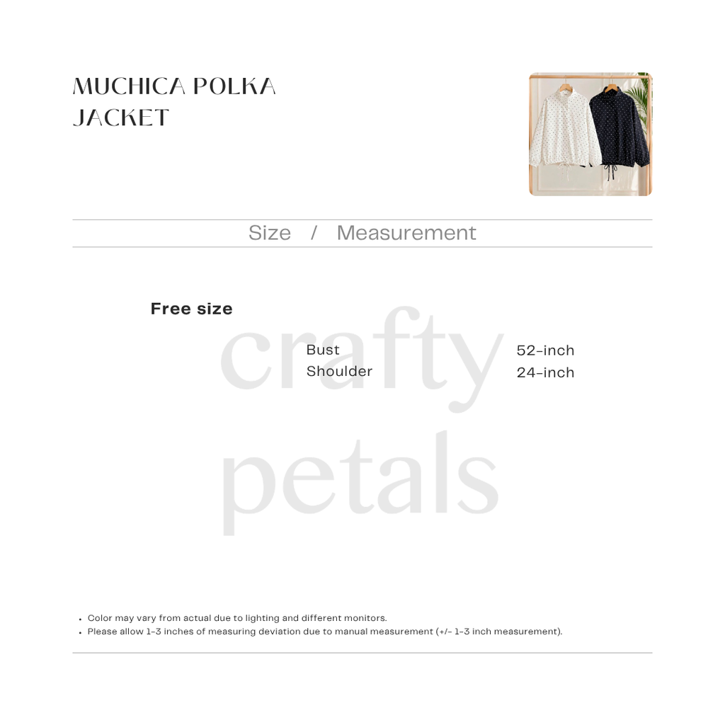 Muchica Polka Jacket size chart