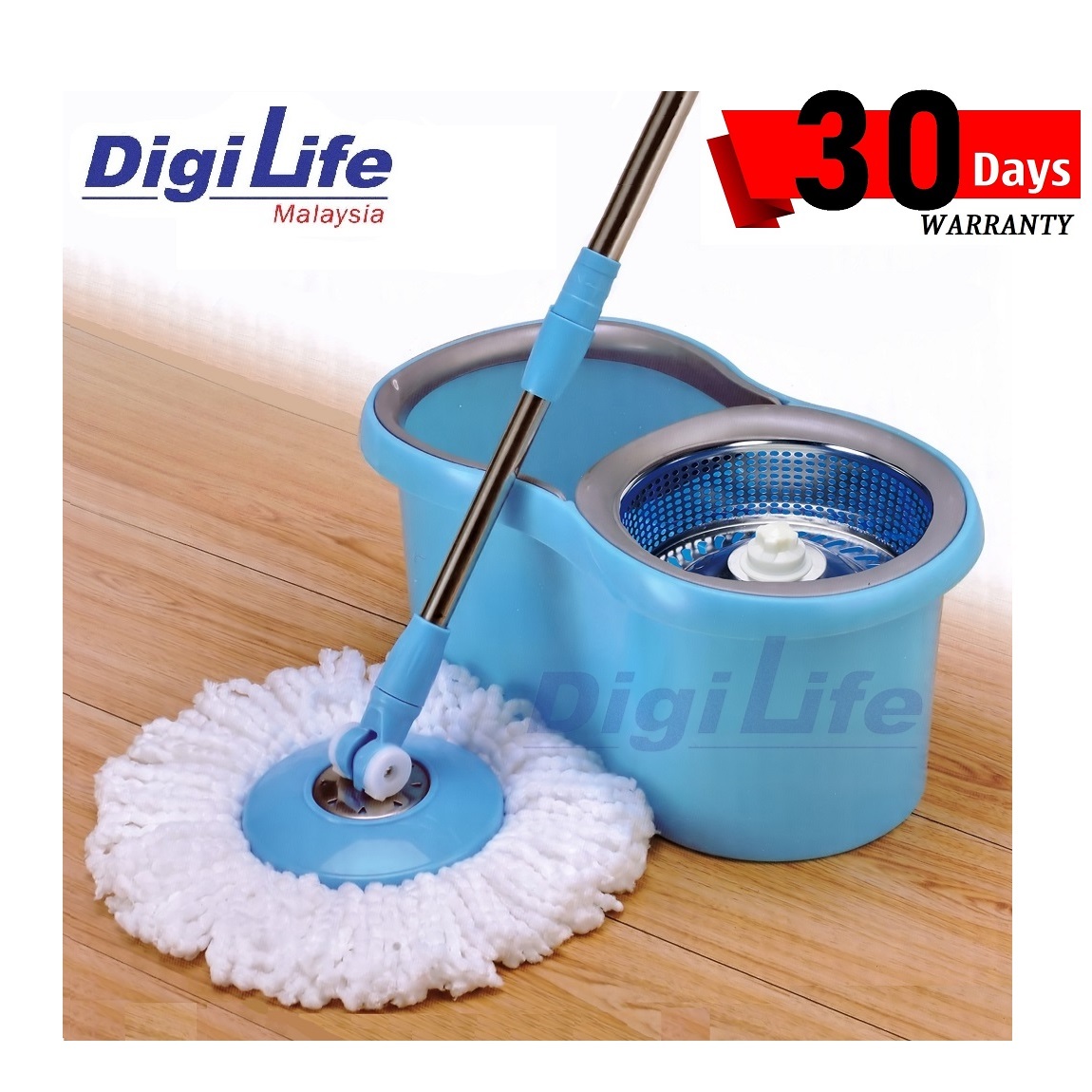 DIGILIFE Spin Mop Microfiber Cloth with Stainless Steel Basket ...