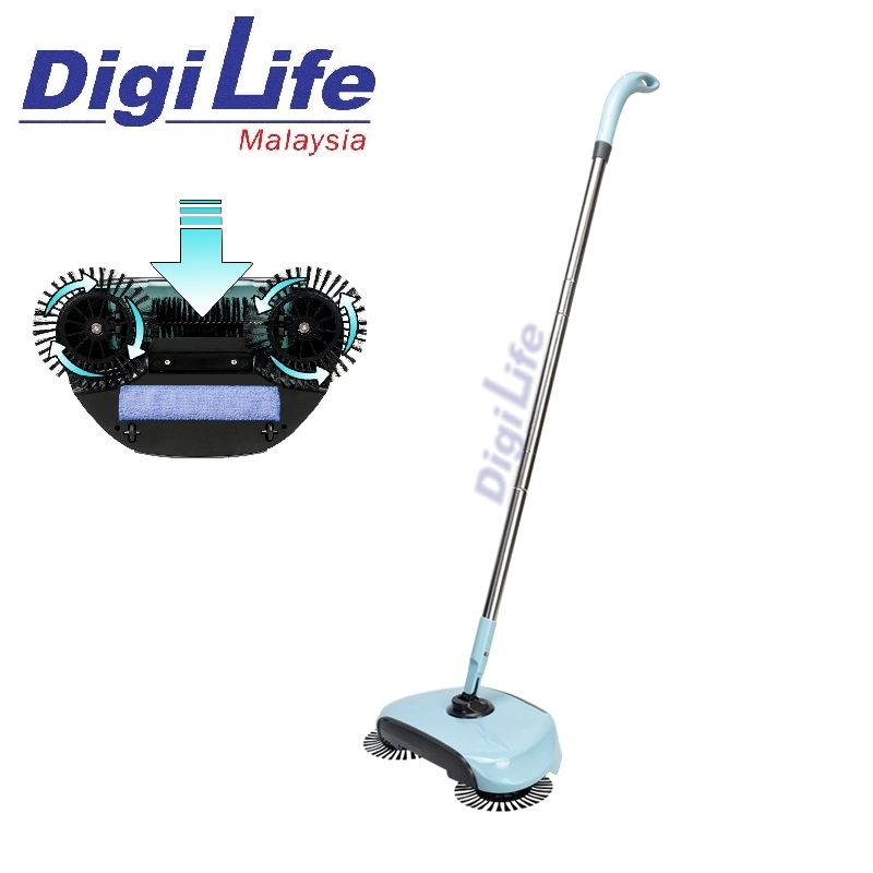 Hurricane Spin Broom Floor Sweeping Home Cleaning Stainless Steel Push Roller  Mop Sweeper Dustpan No Electric (Blue) – Verimark.com.my