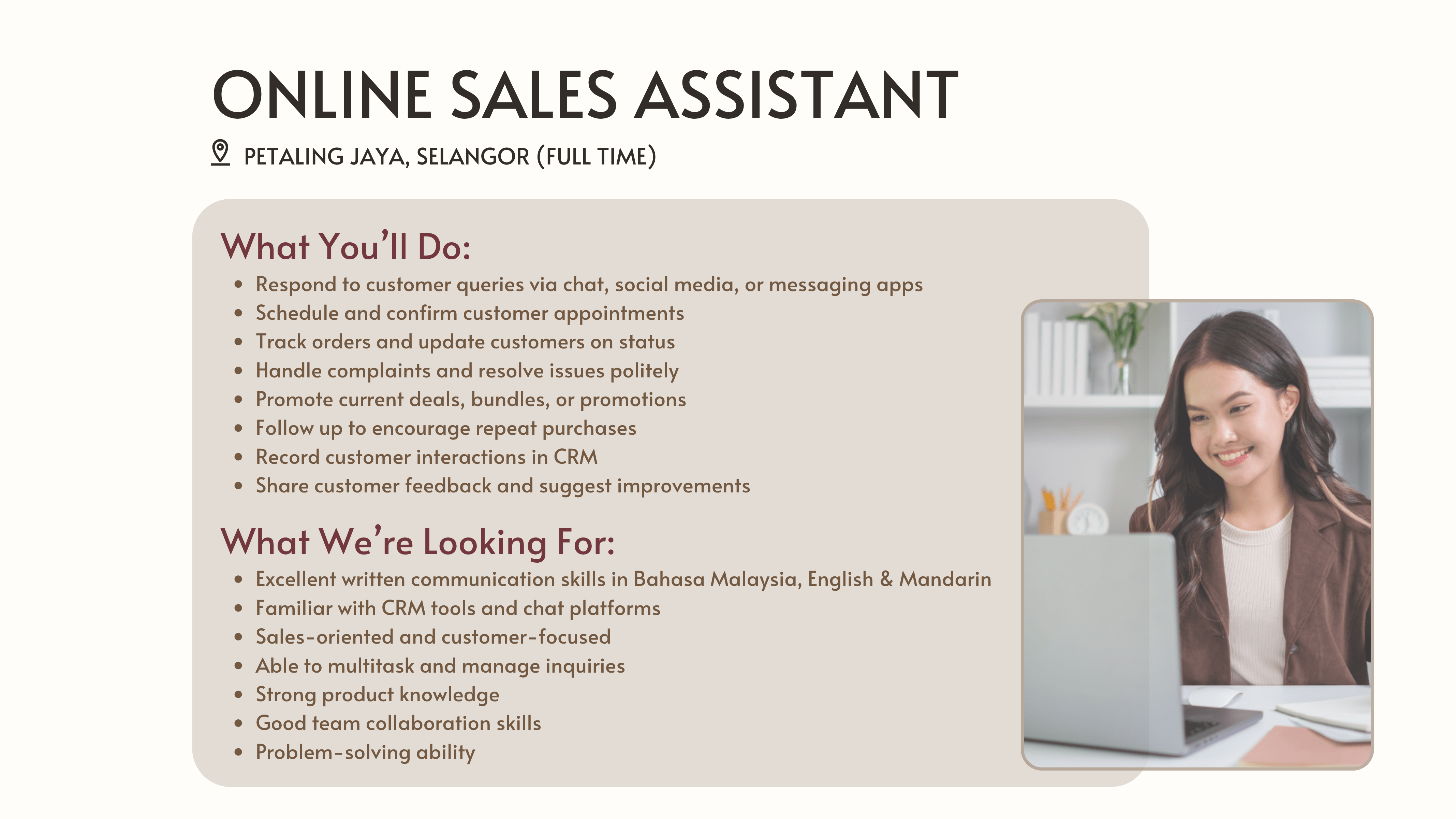 Career - Online Sales Assistant