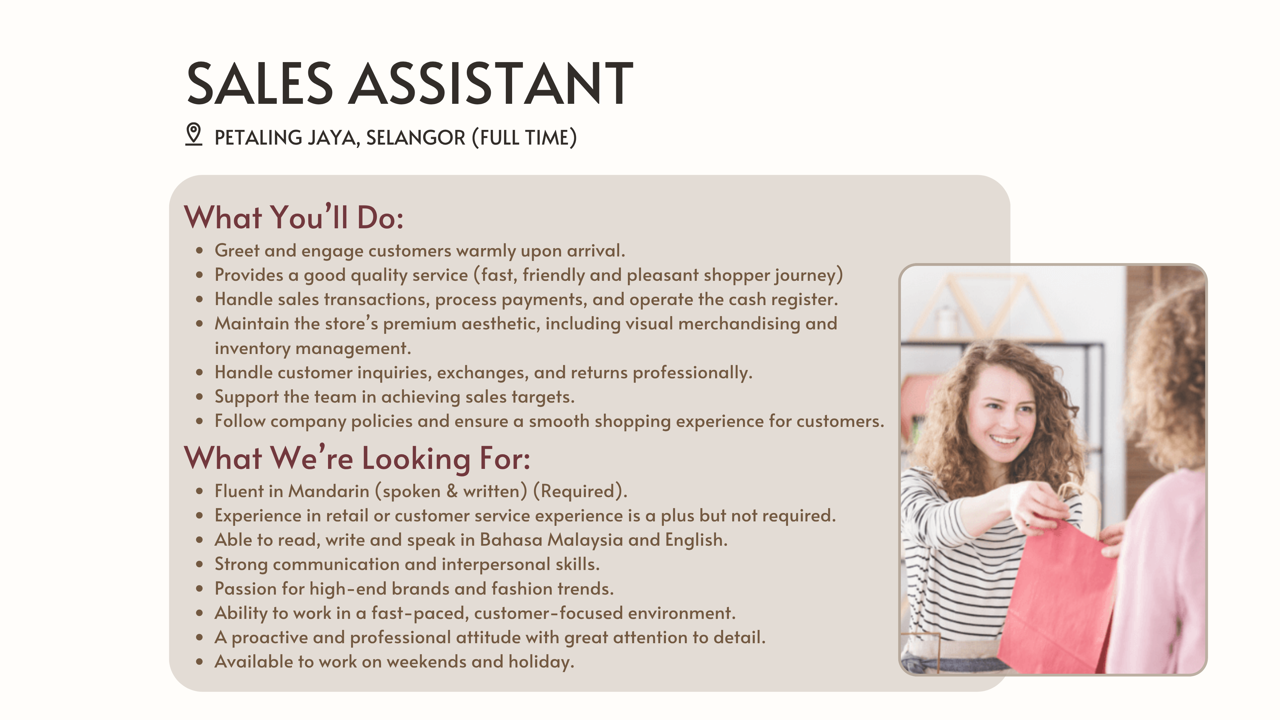 Career - Sales Assistant