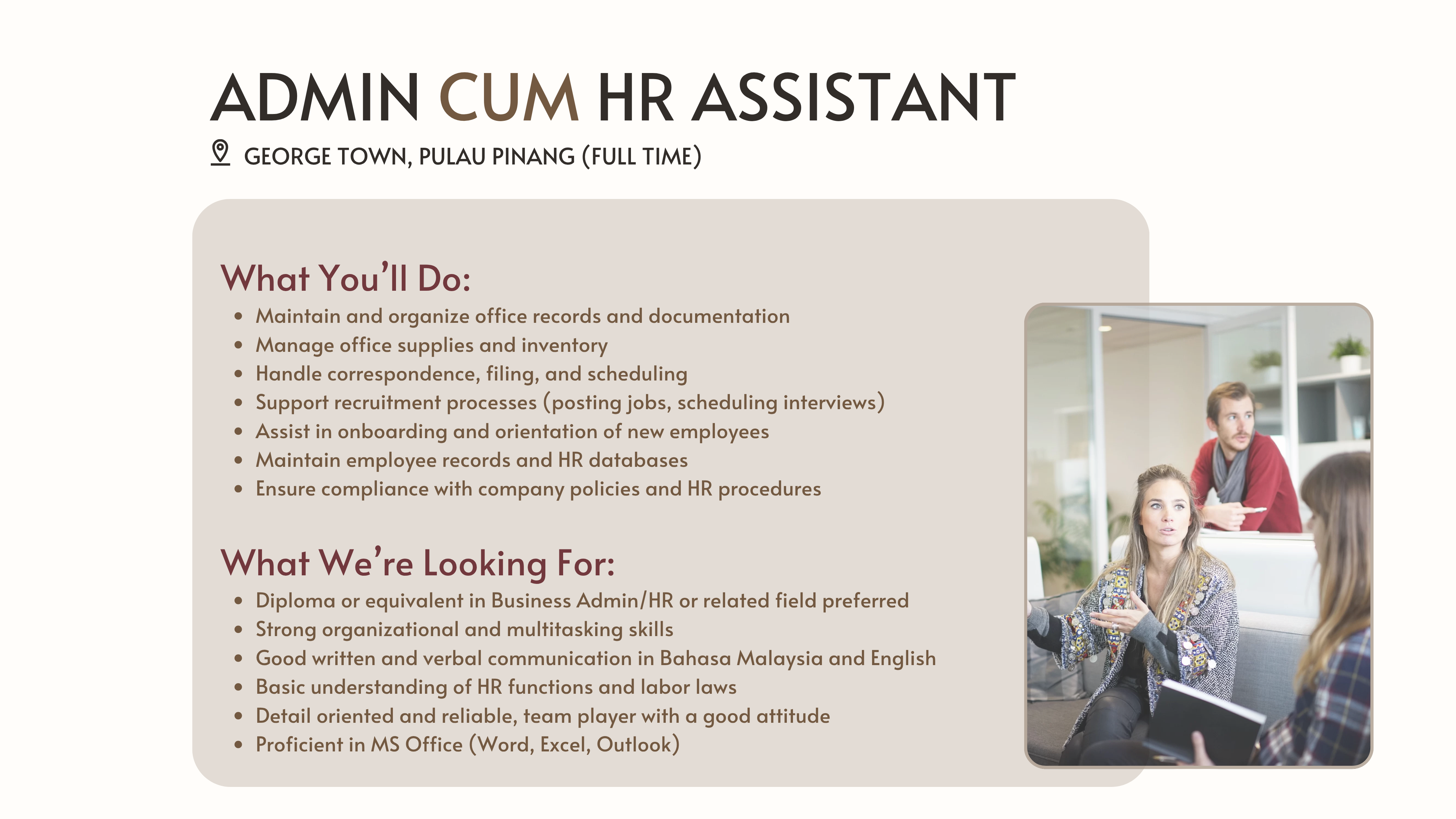 Career - Admin cum HR Assistant