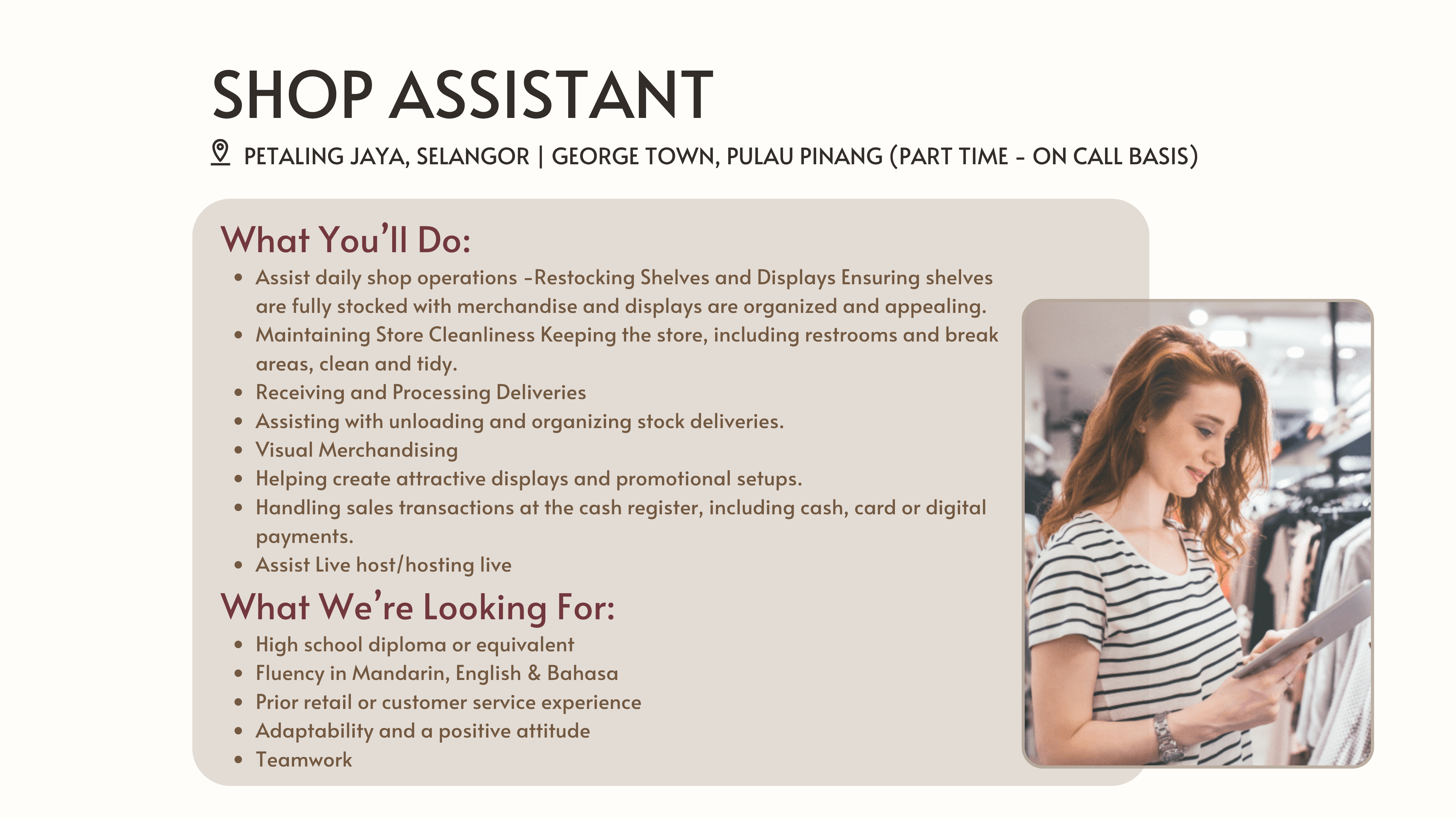 Career - Shop Assistant