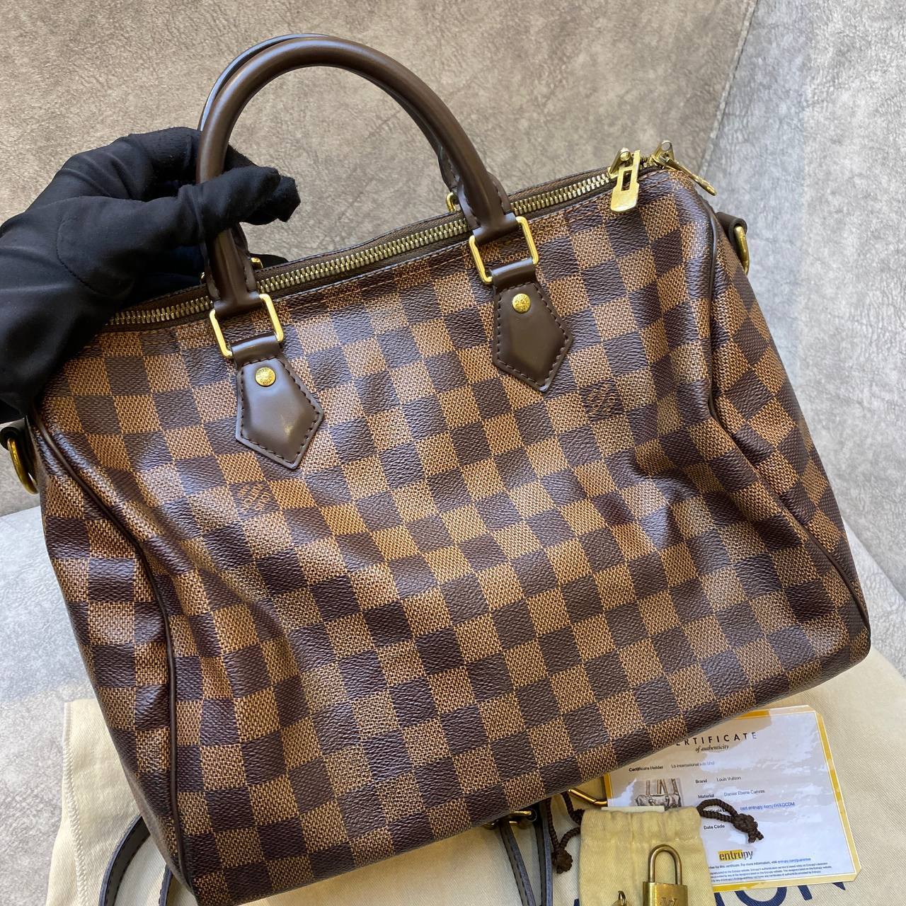 Damier Ebene Speedy 30 Brown GHW