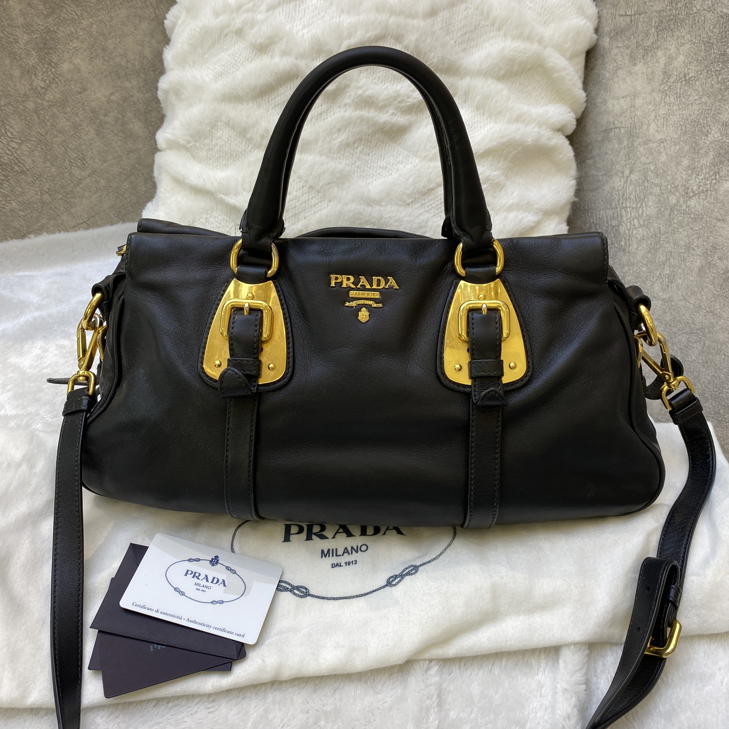 Prada Bauletto Tessuto Soft Calf BN1903 in Bleu