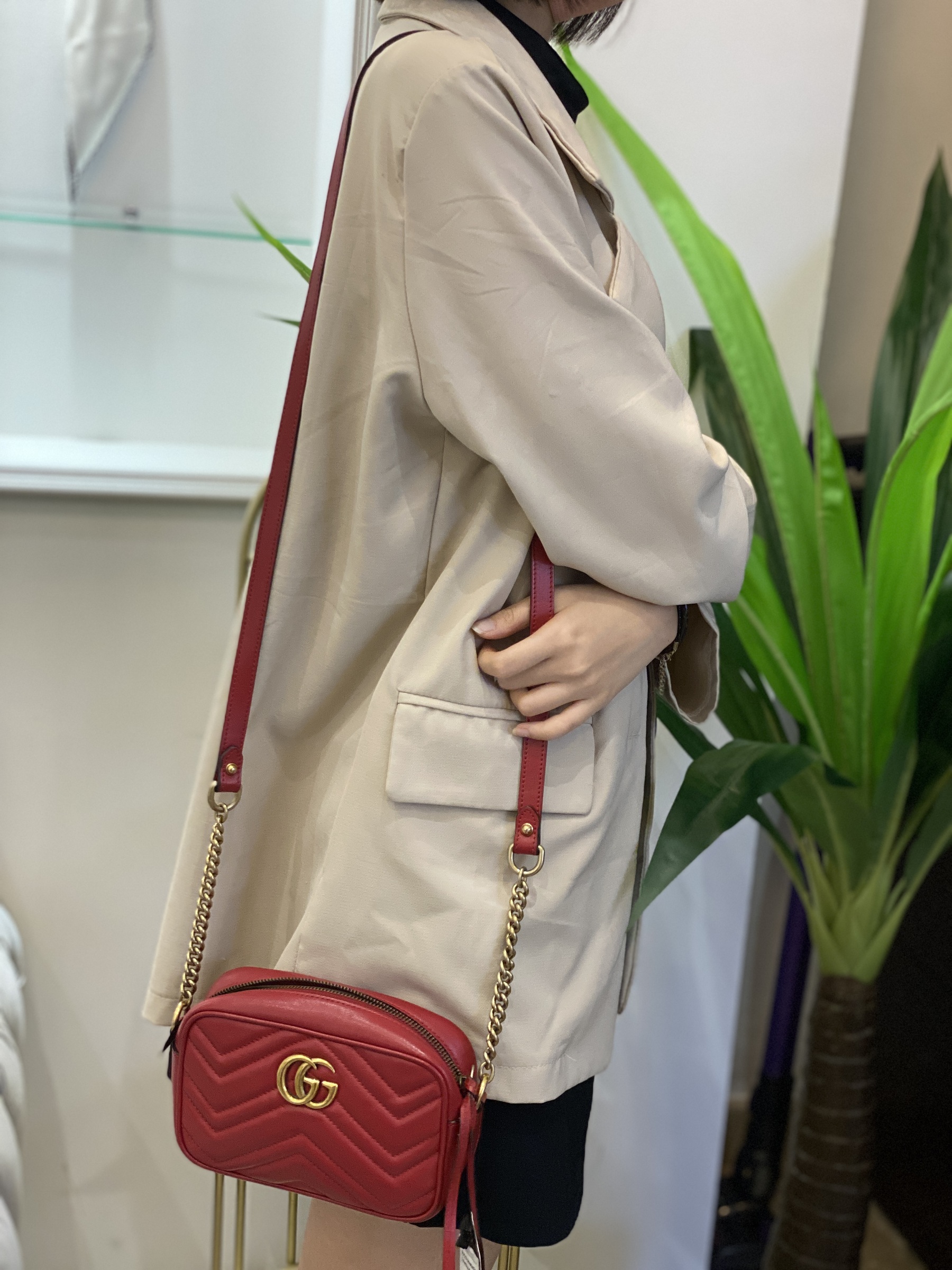 PREOWNED GUCCI MARMONT CAMERA BAG RED MINI Lbite Luxury Branded Your Trusted Luxury Expert