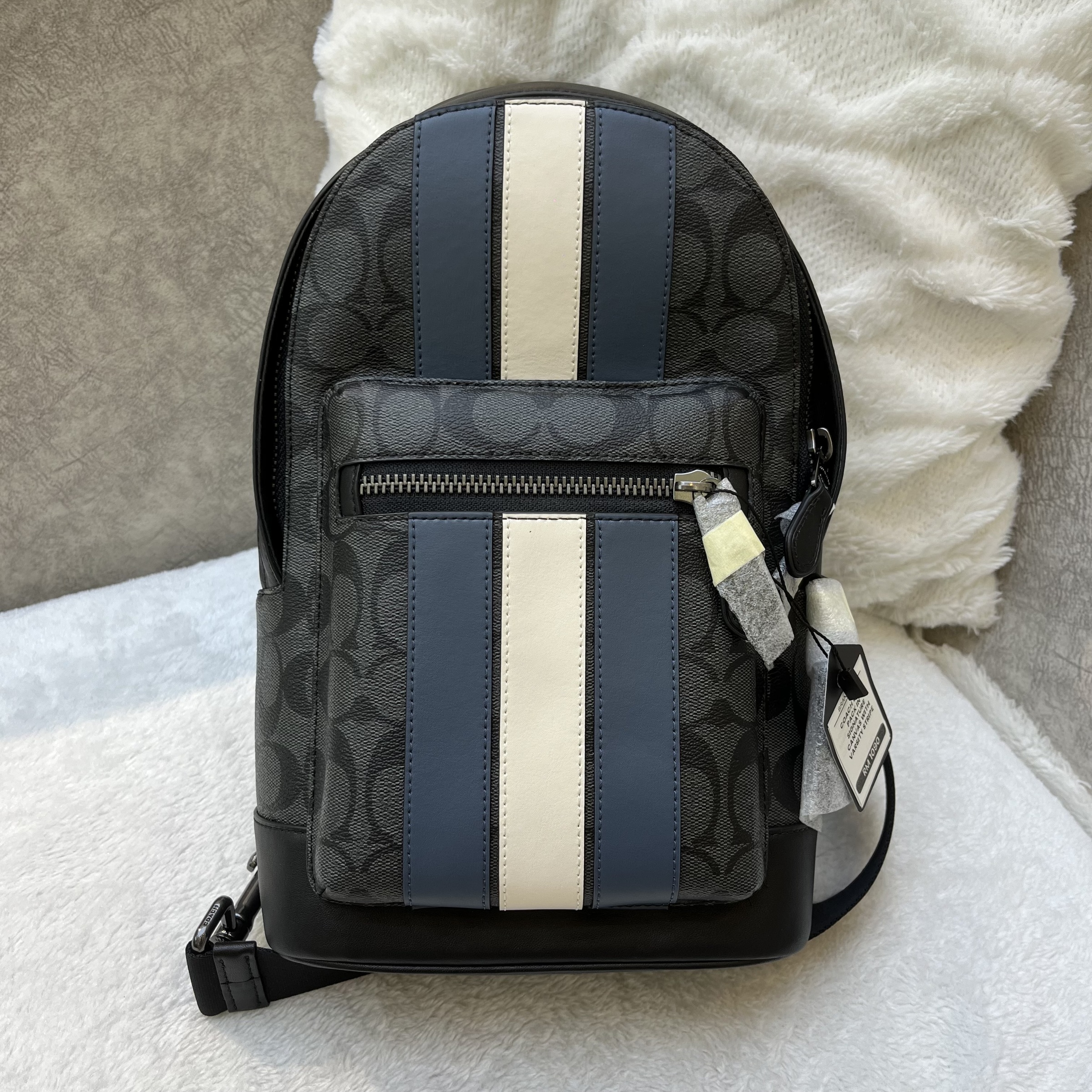 Coach West Pack In Signature Canvas With Varsity Stripe transports.gov.gn