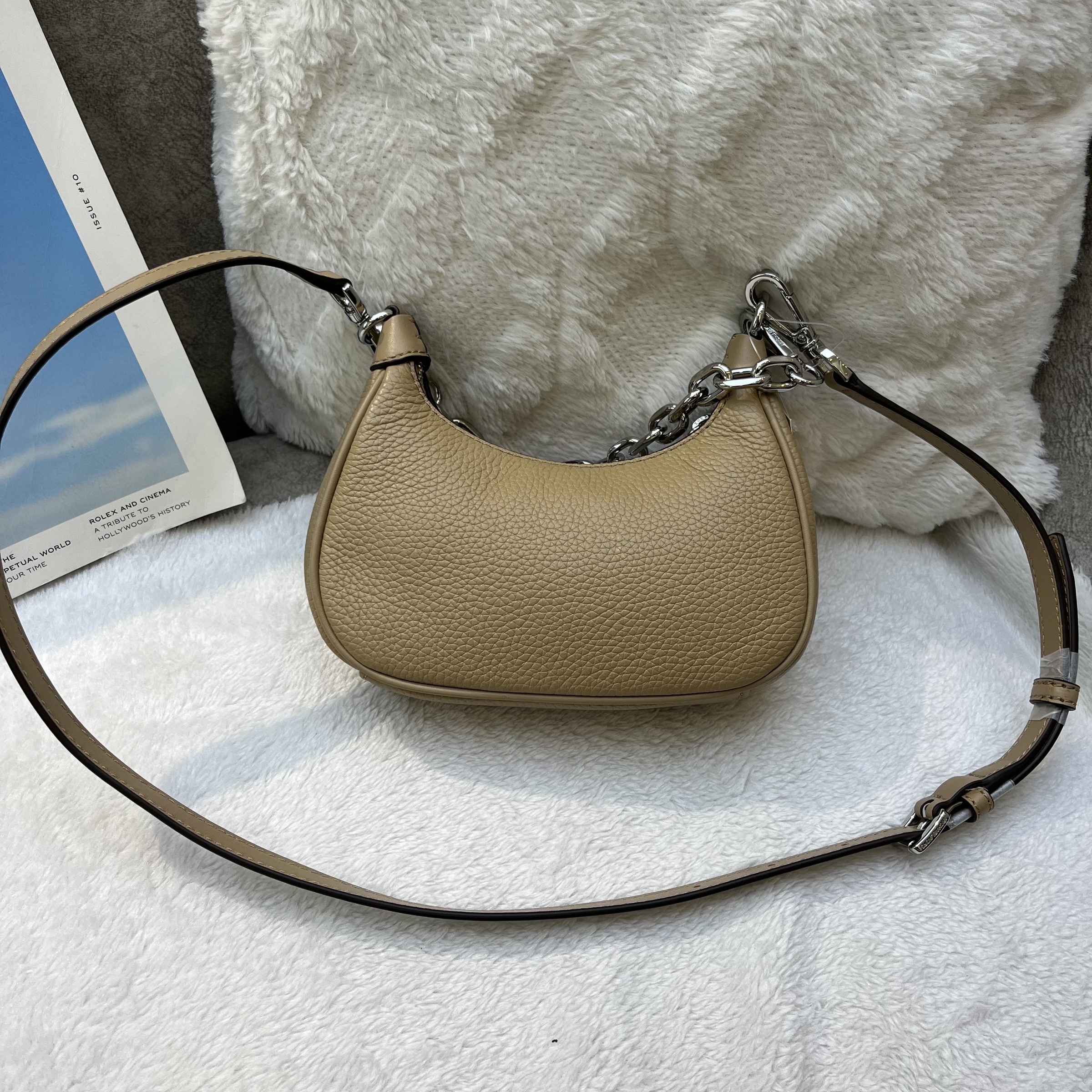 Michael Kors Cora Mini Zip Pouchette Chain Shoulder Crossbody Bag