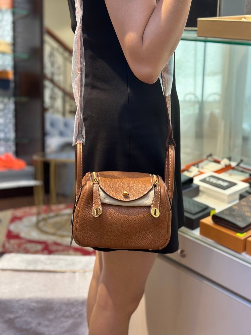 Hermes Lindy Mini 😍 Gold Clemence in GHW