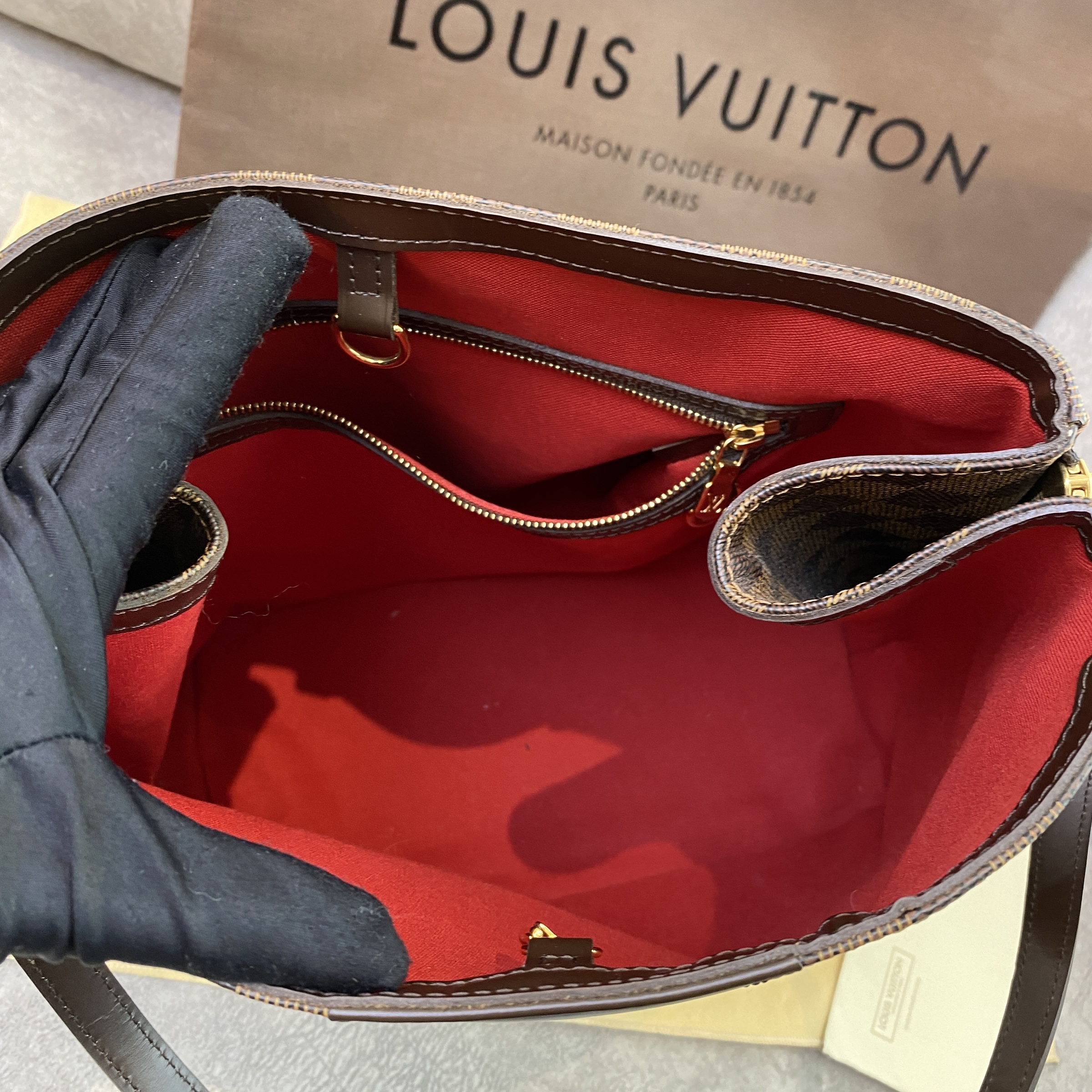 Pre-Owned Louis Vuitton Rivington Damier EbeneM Brown 