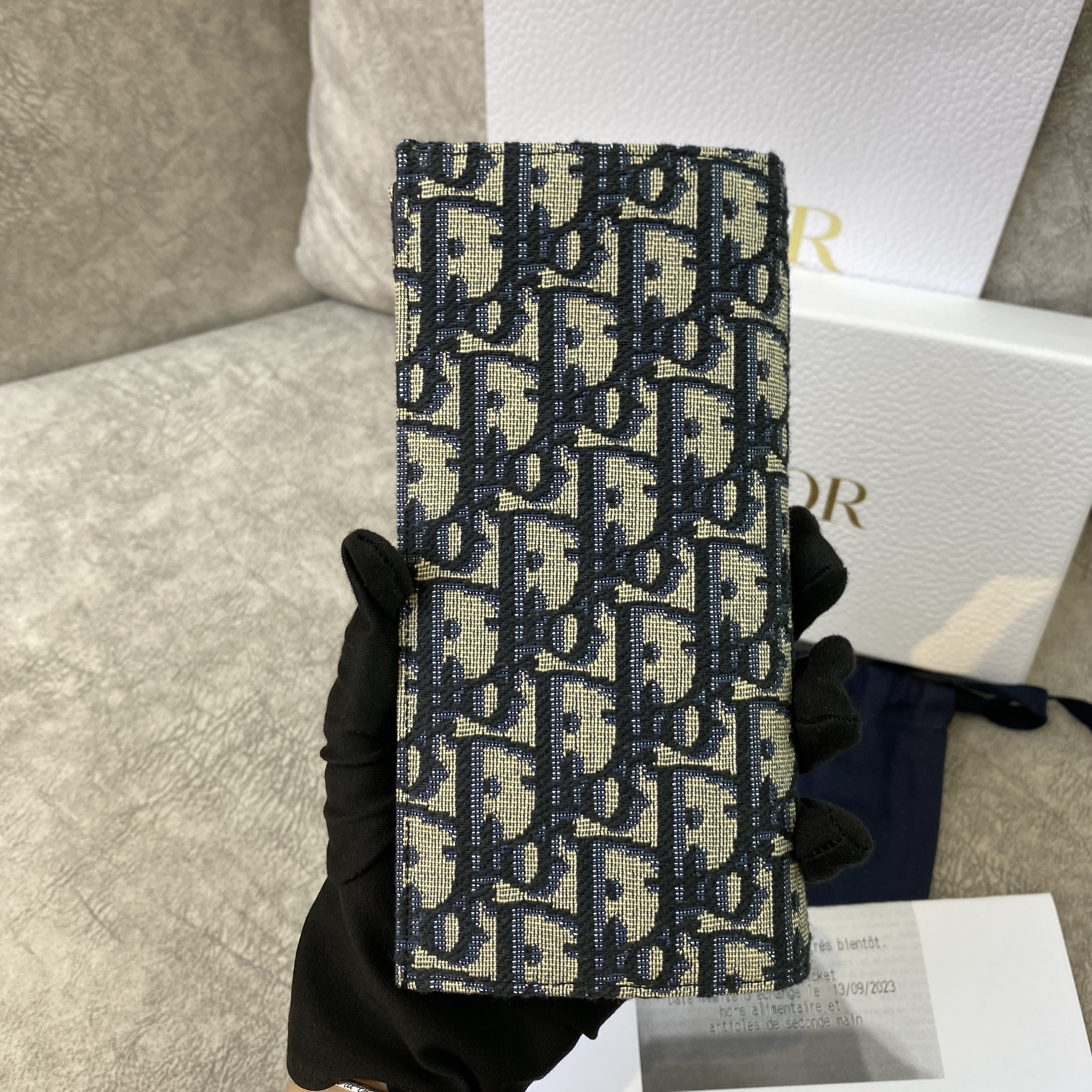 Dior Oblique Beige Blue Jacquard Men's Passport Cover