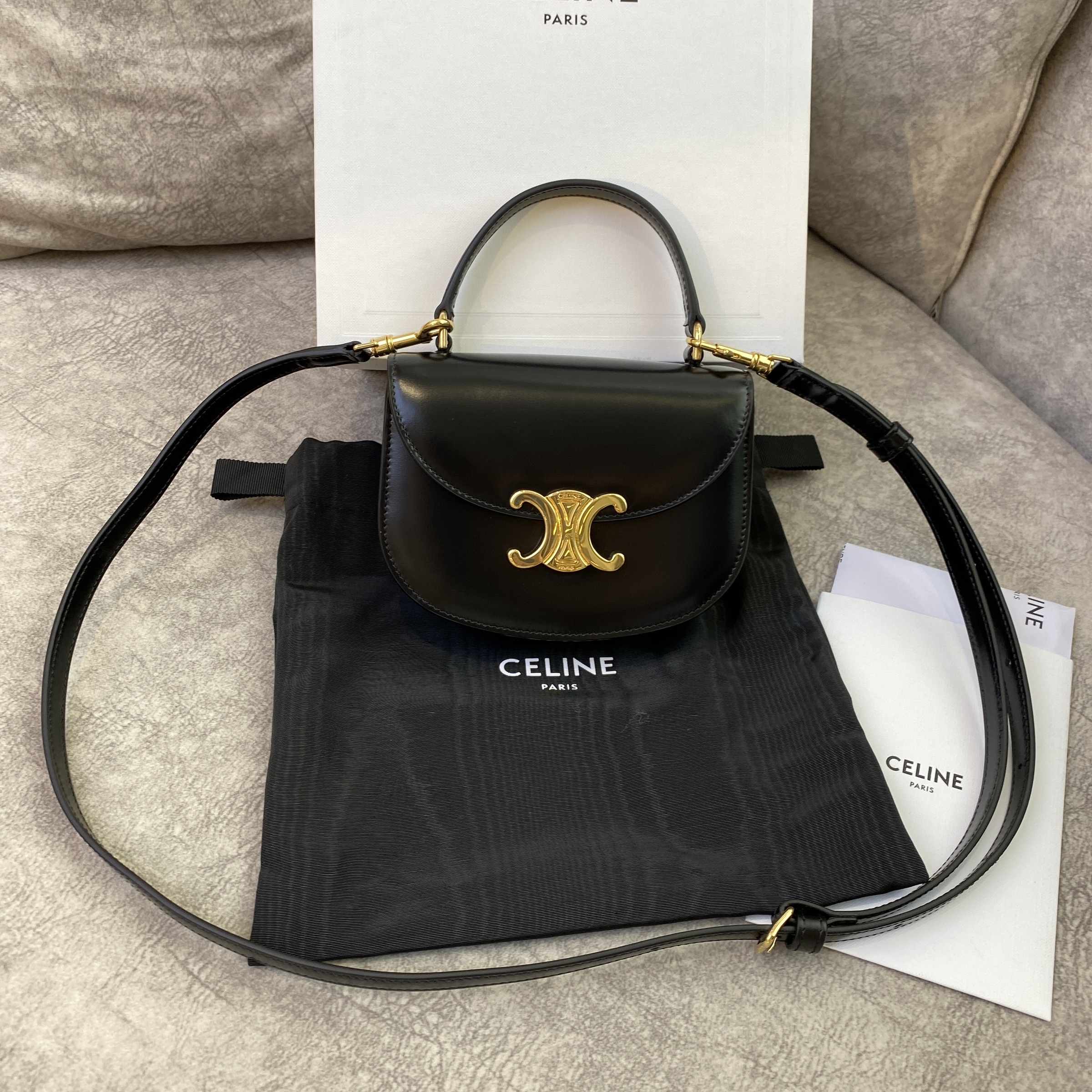 CELINE MINI BESACE CLEA IN SHINY CALFSKIN BLACK – Lbite Luxury Branded ...