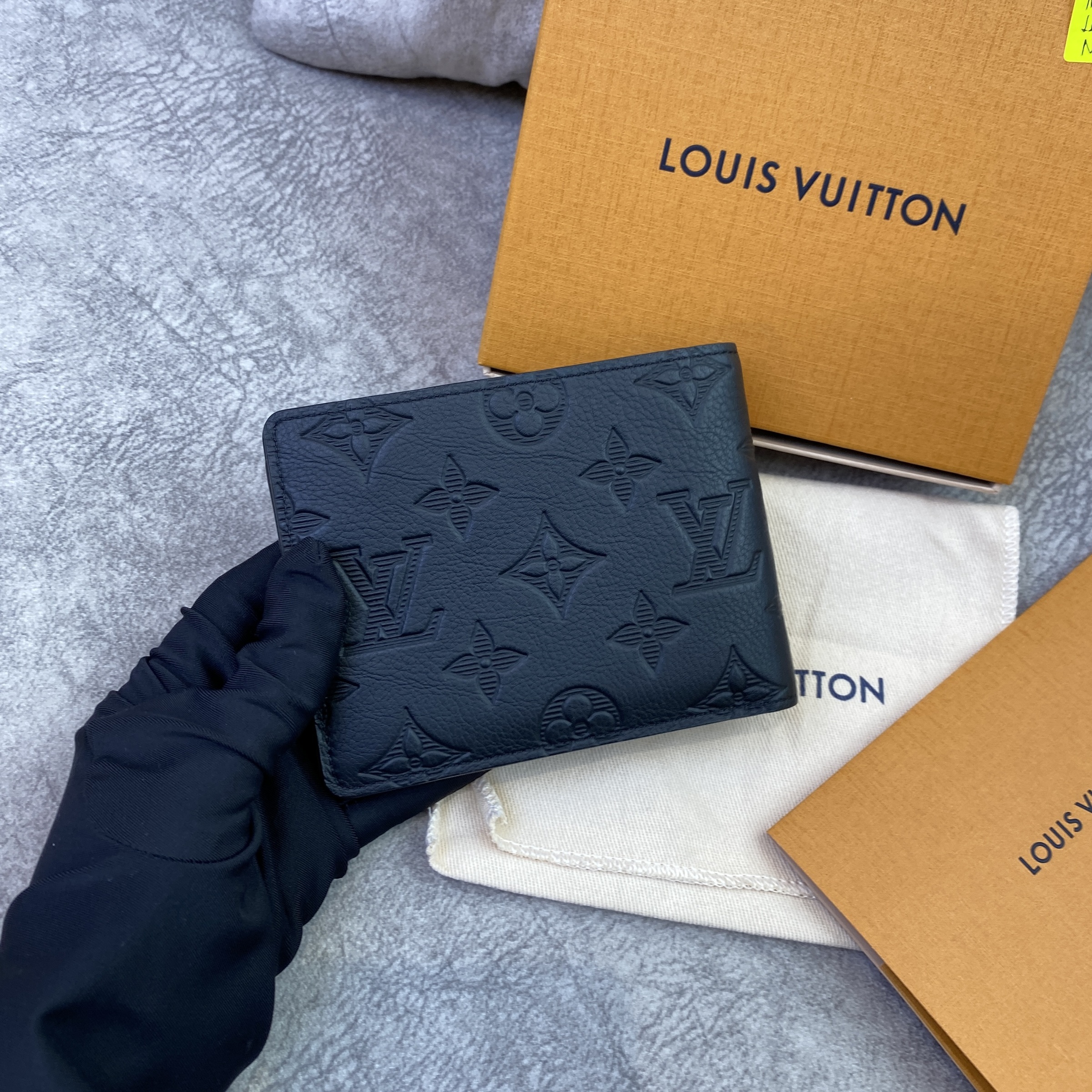Pre-owned Louis Vuitton Multiple Wallet Monogram Shadow Black