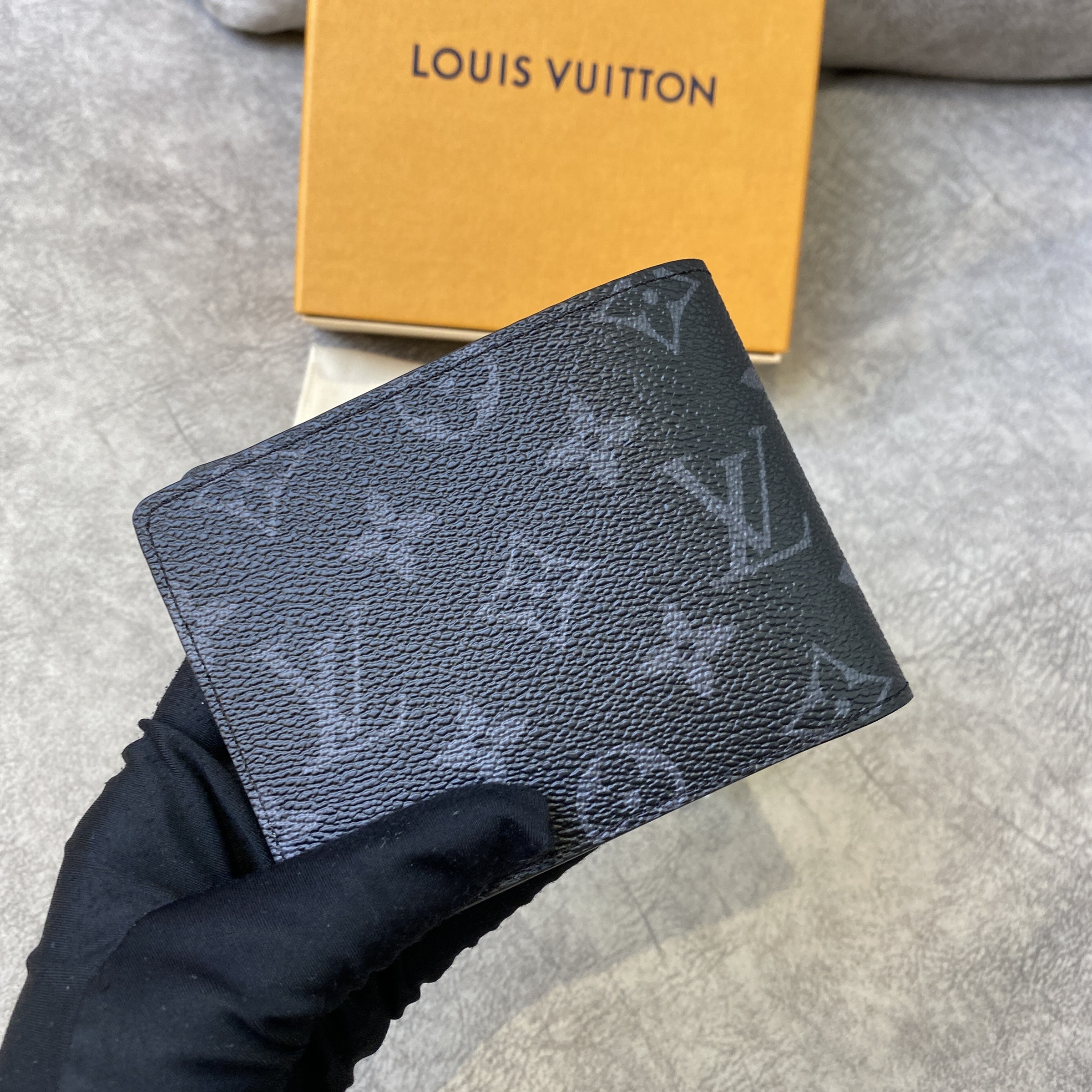 Pre-owned Louis Vuitton Multiple Wallet Monogram Grey