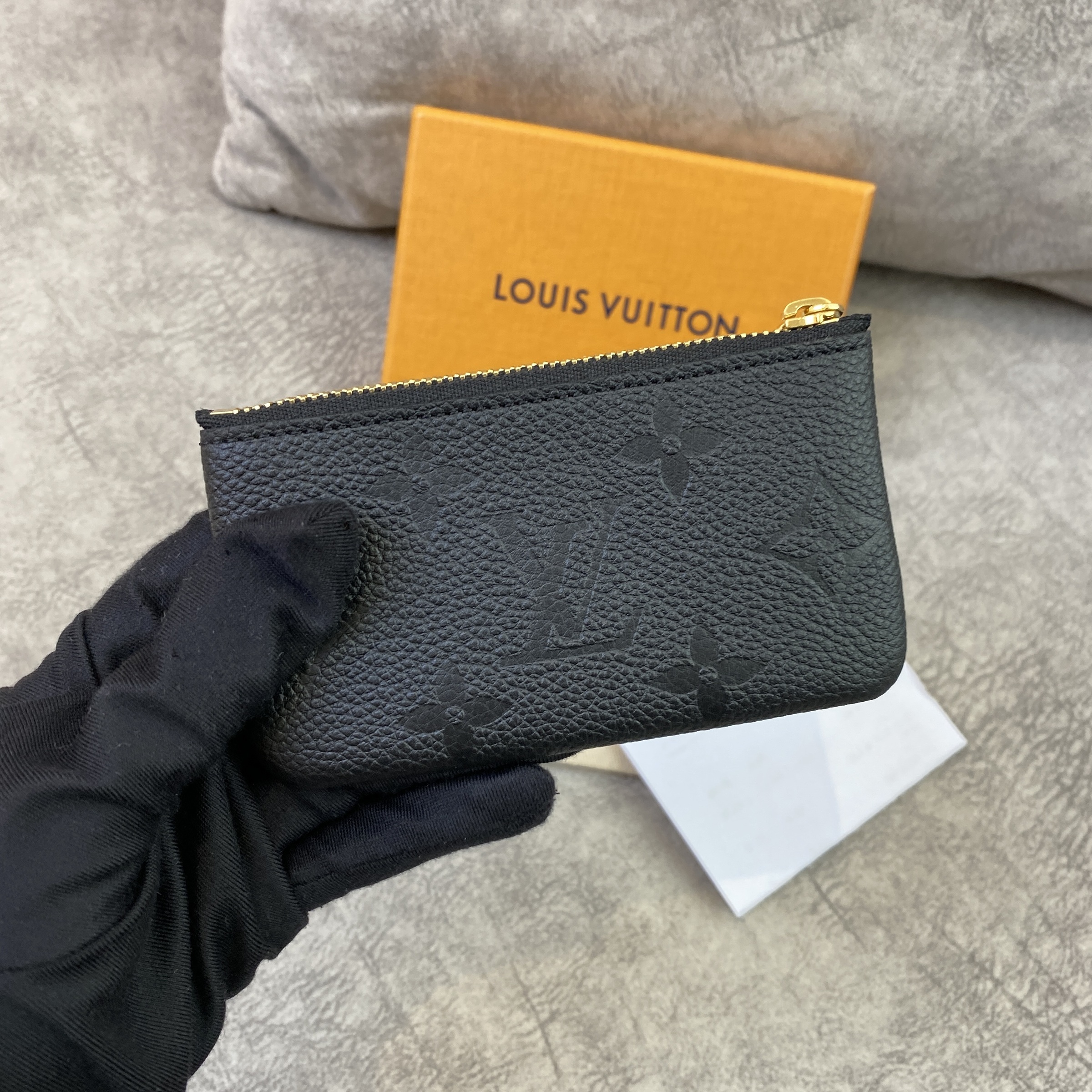 LOUIS VUITTON KEY POUCH EMPREINTE LEATHER BLACK Lbite Luxury Branded