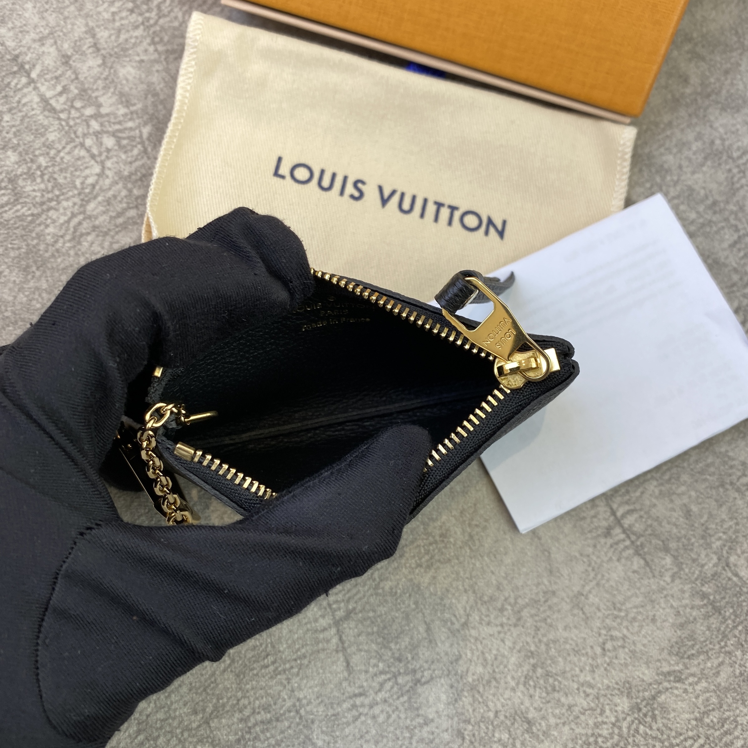 LOUIS VUITTON KEY POUCH EMPREINTE LEATHER BLACK Lbite Luxury Branded