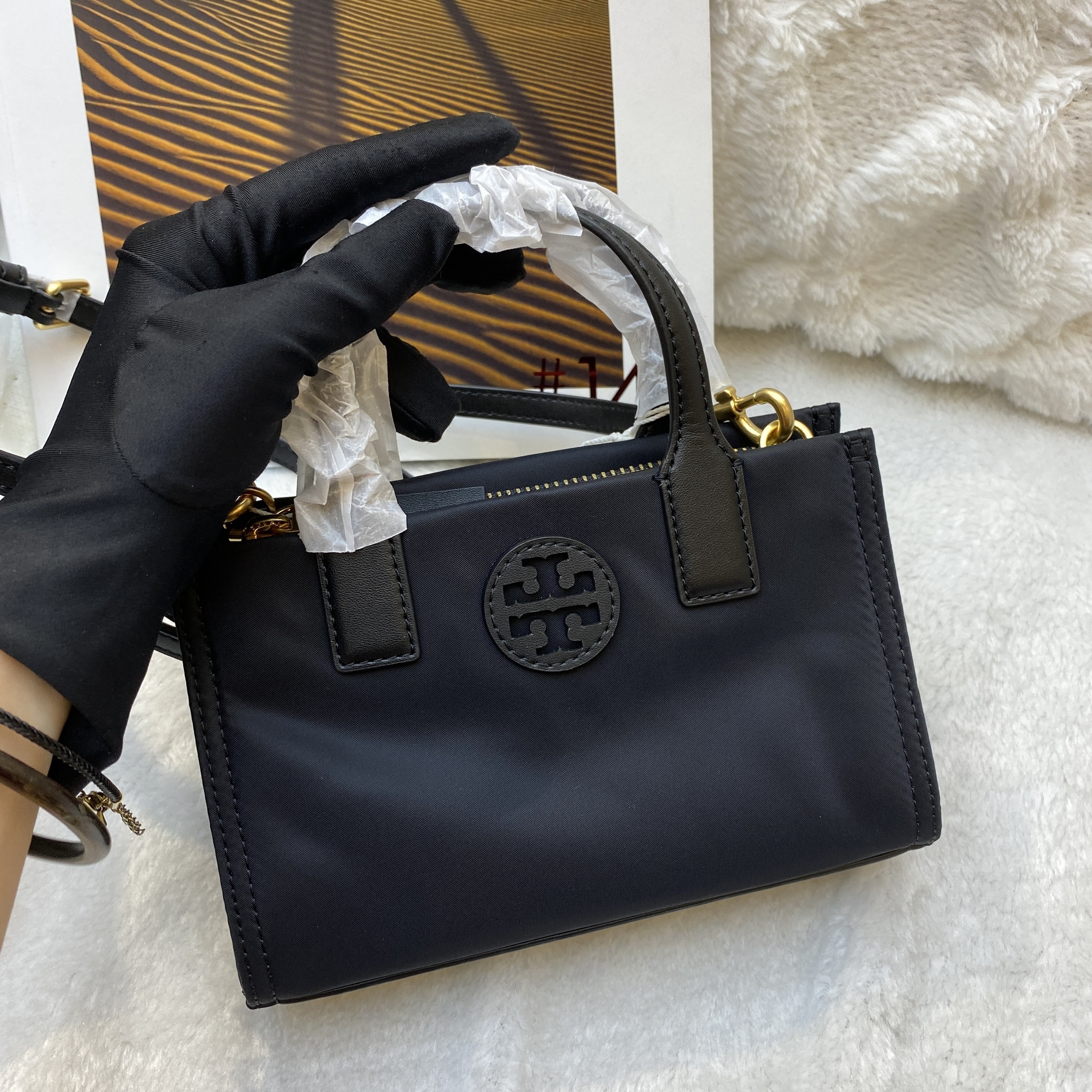 TORY BURCH ELLA NYLON MINI TOTE BLACK – Lbite Luxury Branded - Your ...