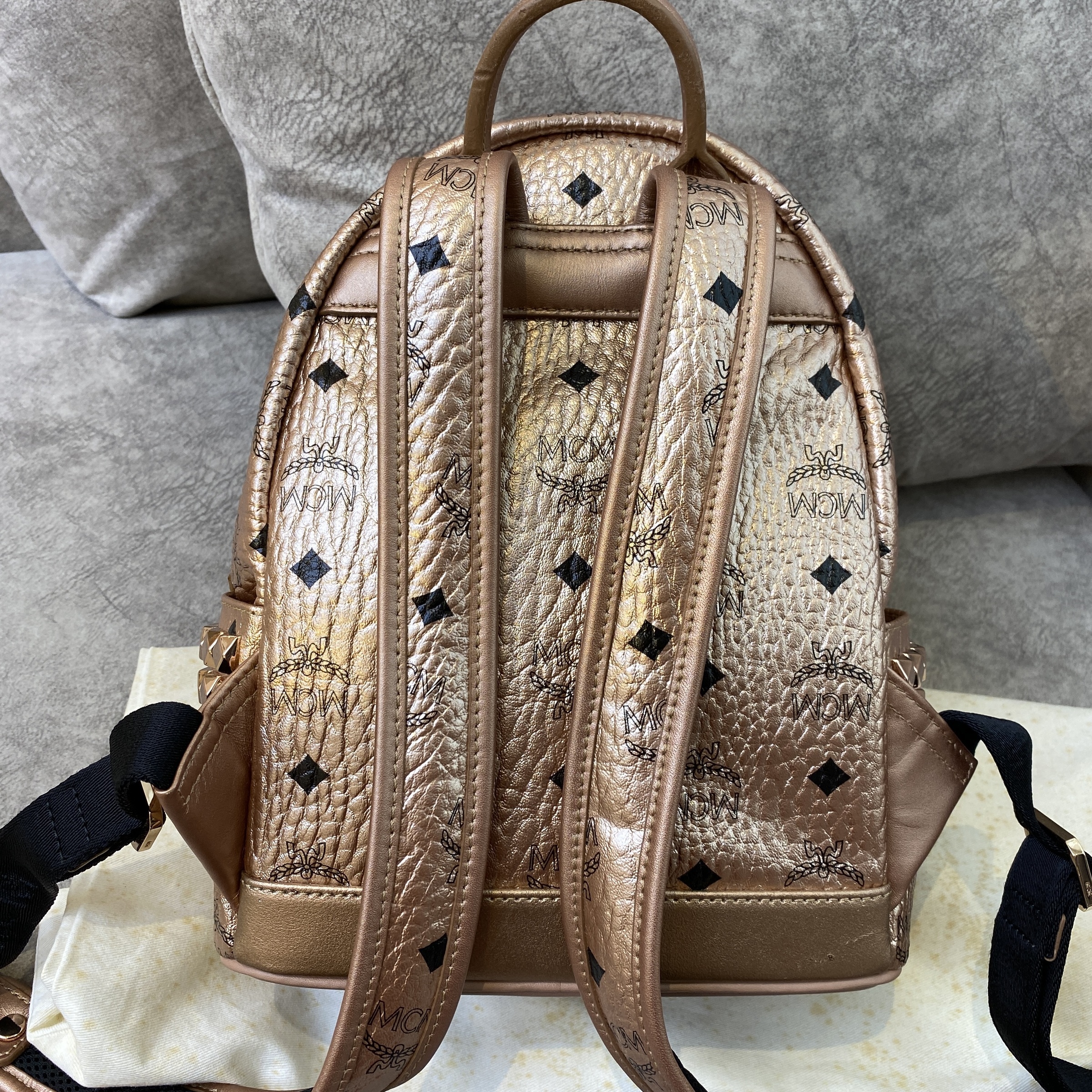 Mcm rose discount gold backpack