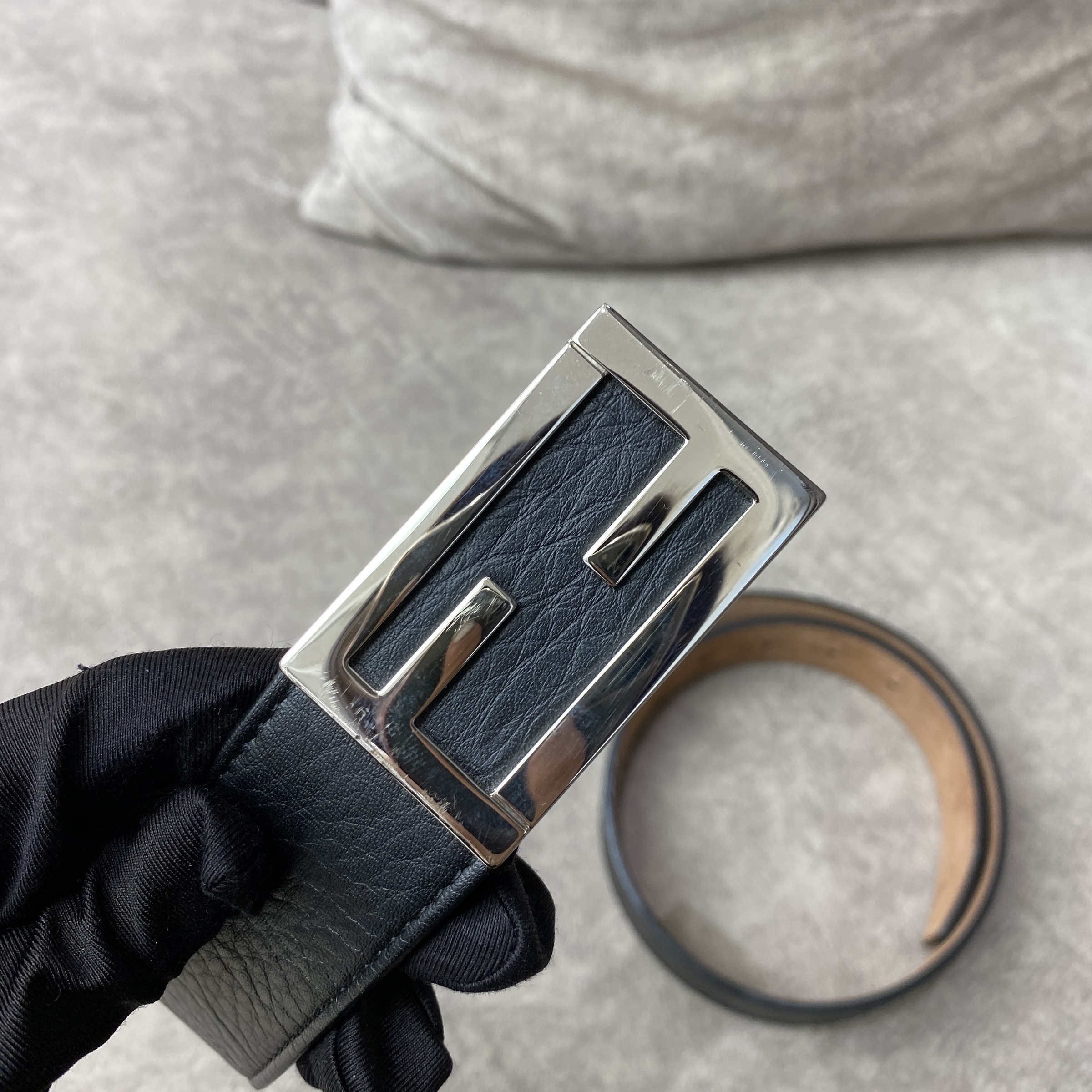 Authentic Fendi Fendi Ff Logo Belt Fendi FF Reversible Leather