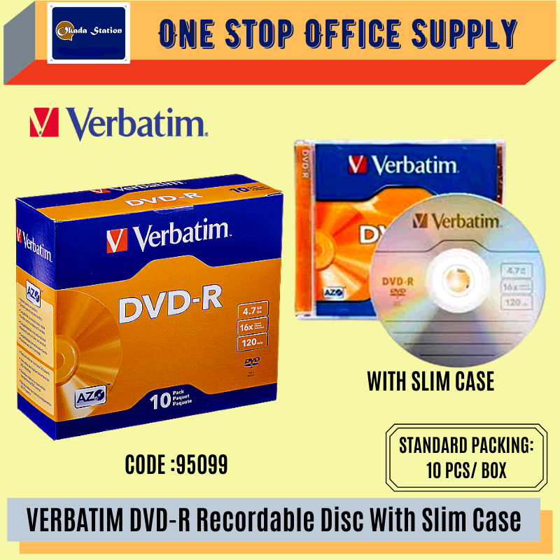 VERBATIM DVD-R DISC WITH SLIM CASE / 95099 / DVD-R/ DVD -R / Disc + Slim  Case Holder/VERBATIM – Wawasan Pintas Sdn Bhd
