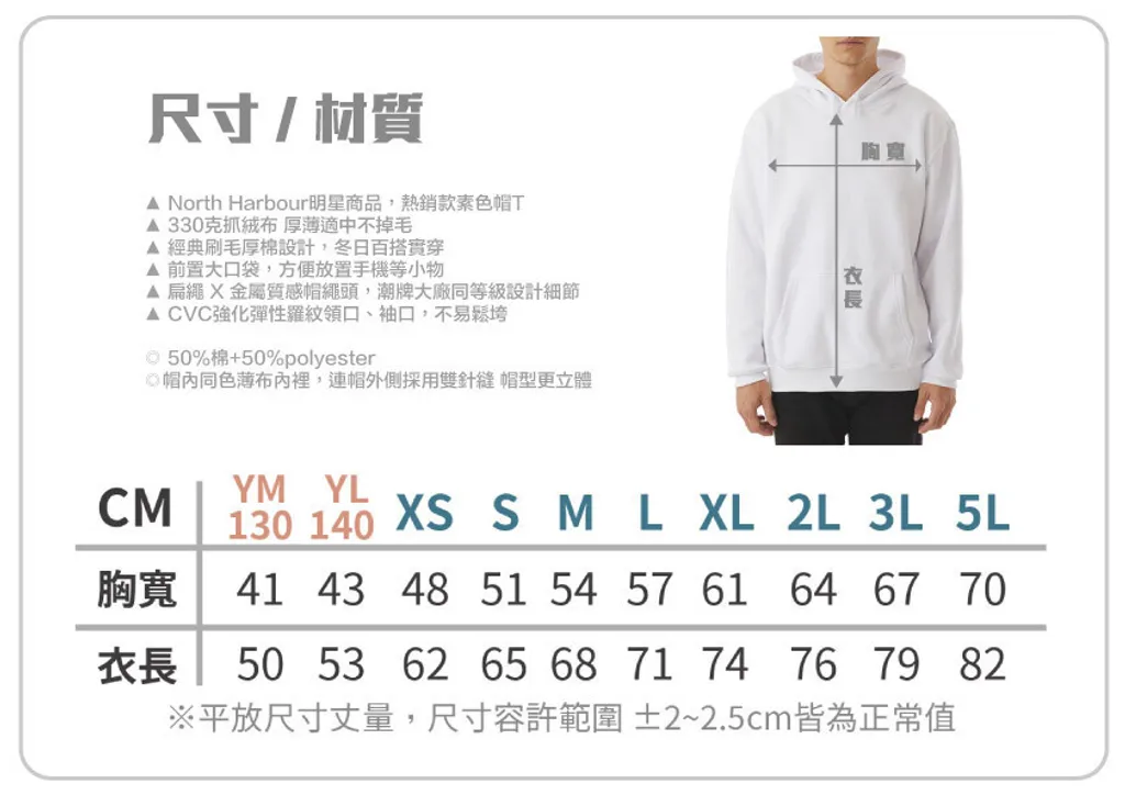 諾斯哈潑帽Ｔ尺寸表