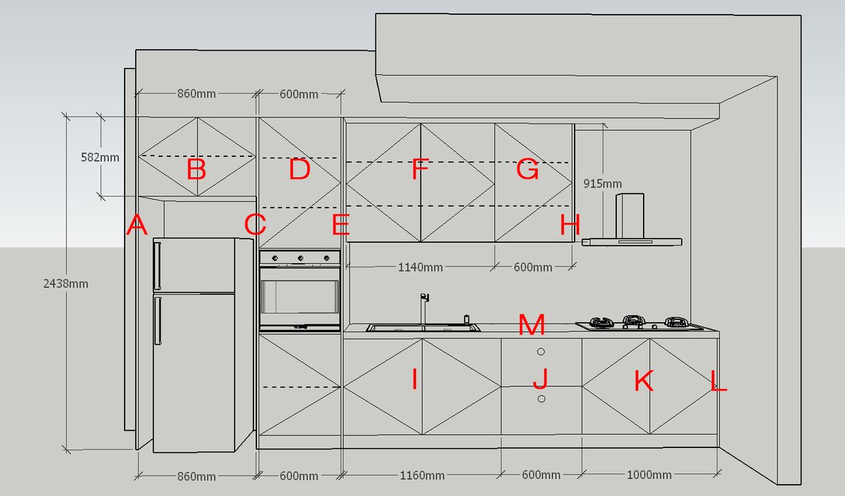 How to breakdown your kitchen cabinet for ordering - 2 (I shape, L4300mm)