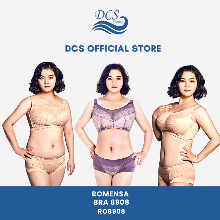 Romensa 8908 Exclusive Big Size Wireless Bra in Beige and Purple - Full Coverage for F and G Cups