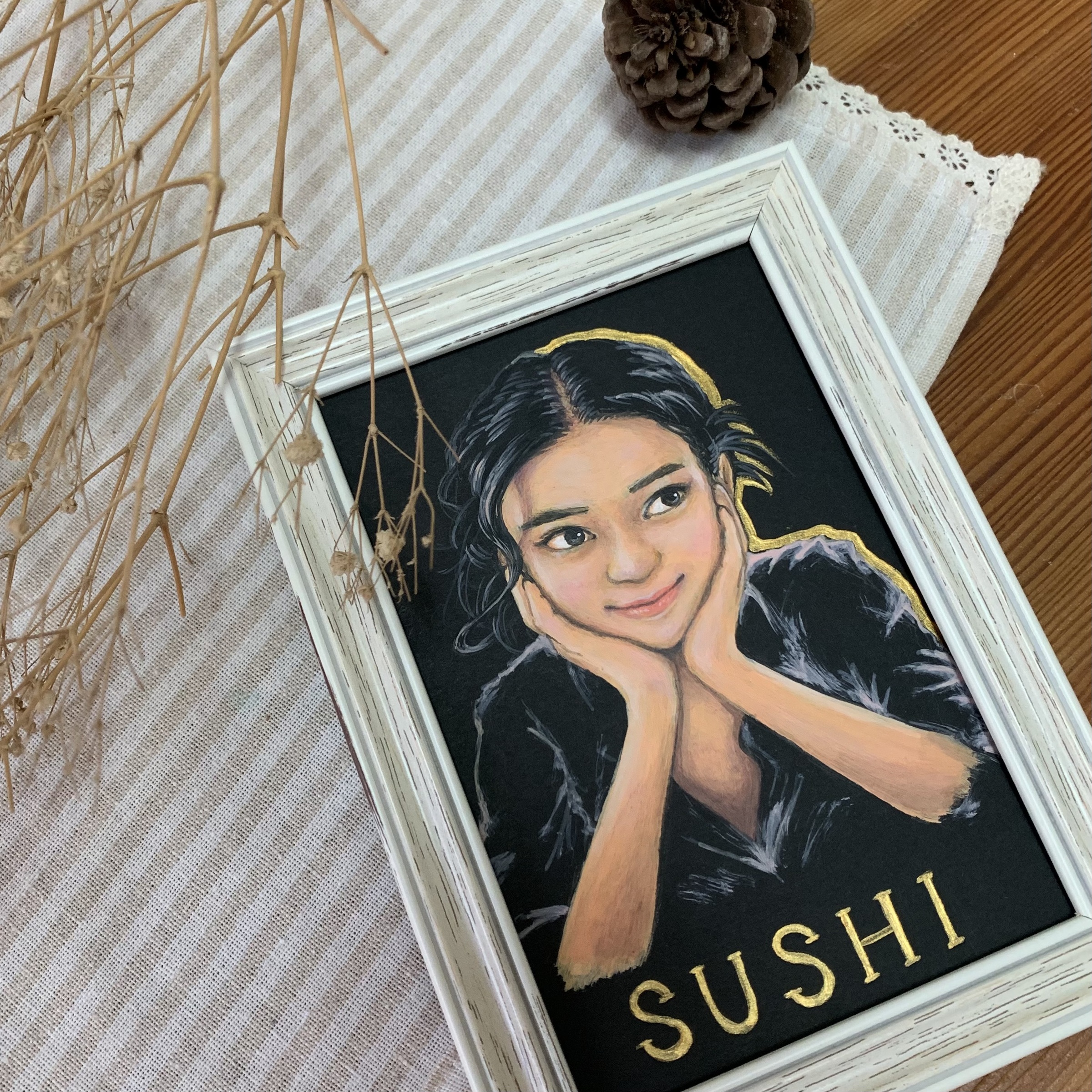 油畫風格似顏繪– 新文藝復興。客製化人像/ 寵物（含畫框及包裝）1人