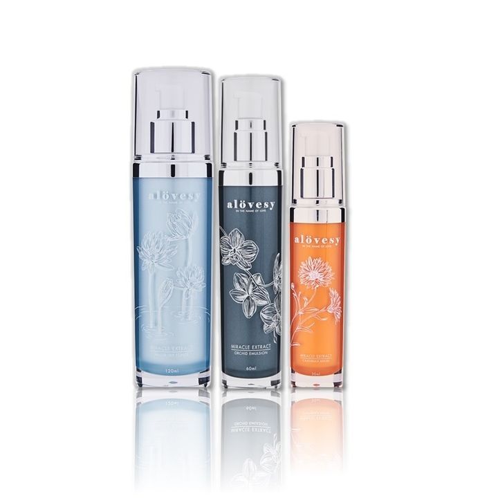 alovesy奇肌精萃水蓮花化妝水&蘭花精華乳&金盞花精華液