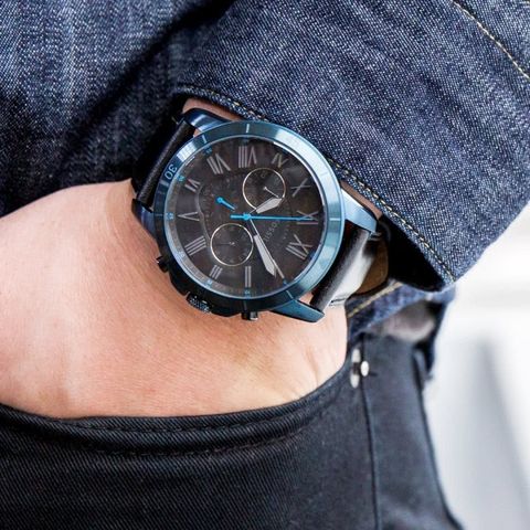 Fossil FS5342 Grant Sport Chronograph Black Leather Watch
