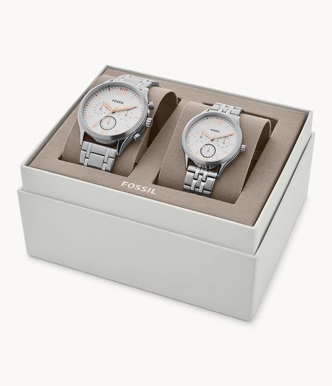 Fossil BQ2468SET His and Her Fenmore Midsize Multifunction Stainless ...