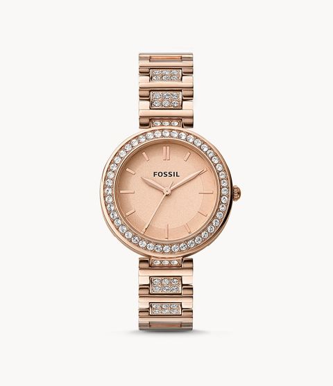 Fossil BQ3181 Karli Three-Hand Rose Gold-Tone Stainless Steel Watch