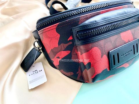 Coach Terrain Belt Bag In Signature Canvas With Camo Print Oxblood Multi