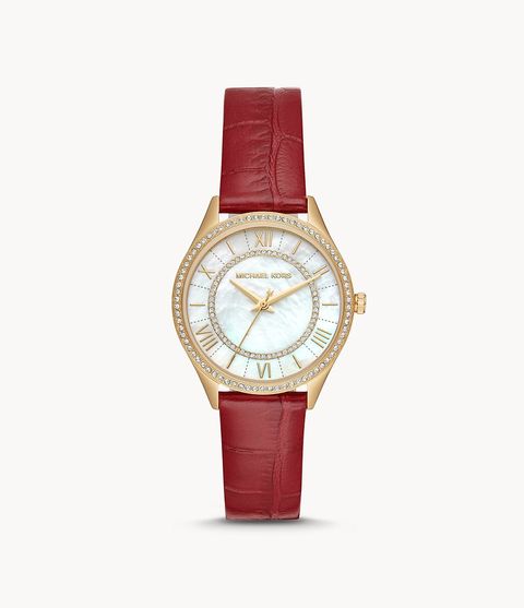 Michael Kors MK2756 Lauryn Three-Hand Red Leather Watch