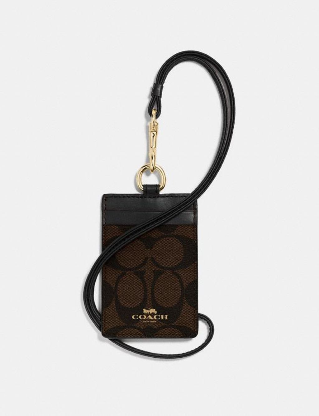 Coach Id Lanyard In Signature Canvas Black/Brown