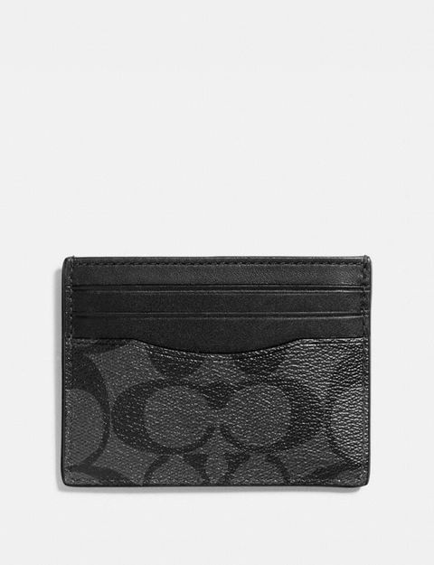 Coach Slim Id Card Case In Signature Canvas Black