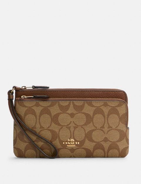 Coach Original Malaysia C5576 Double Zip Wallet In Signature Canvas