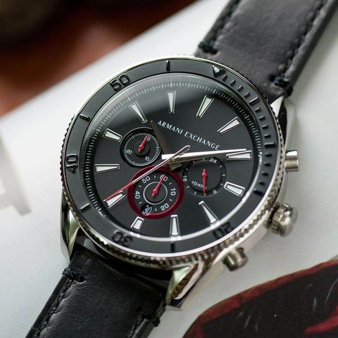 Armani Exchange Original Malaysia AX1817i Chronograph Black Leather Watch