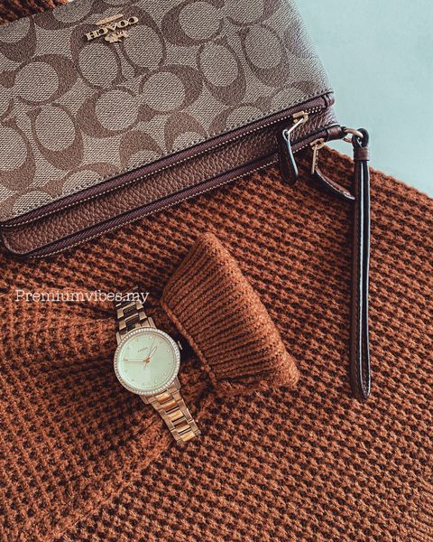Coach Original Malaysia C5576 Double Zip Wallet In Signature Canvas