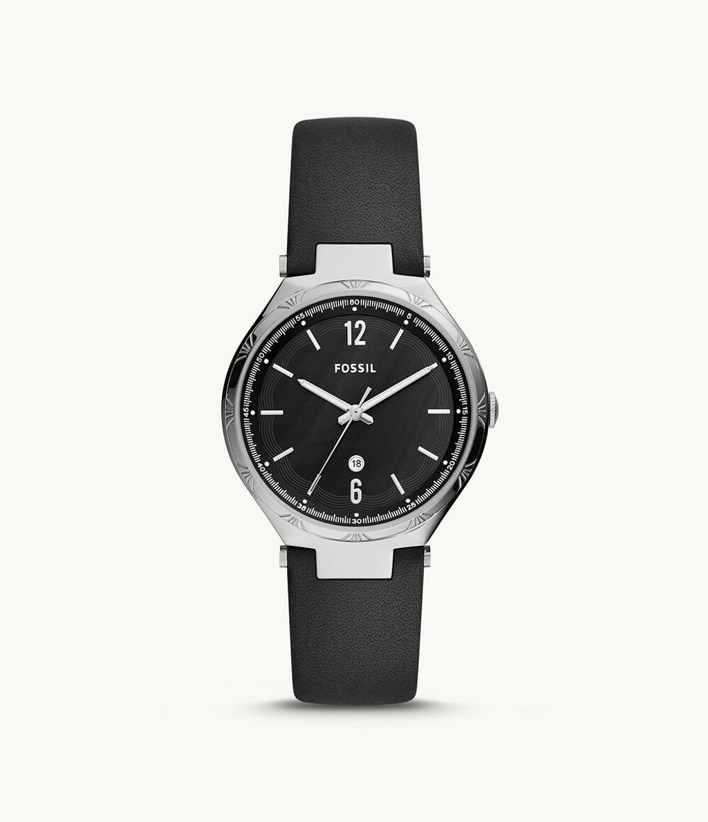 Fossil BQ3745 Ashtyn Three-Hand Date Black Leather Watch Original by Premiumvibes