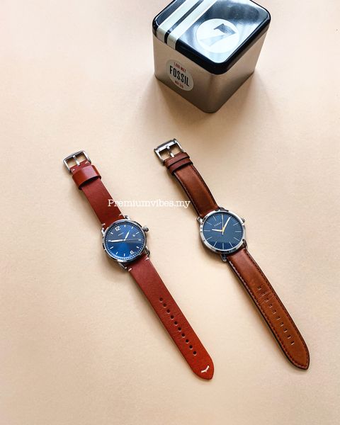 Fossil #BQ2311I Luther Three-Hand Brown Leather Watch Fossil #FS5325i Commuter Three-Hand Date Luggage Leather Watch