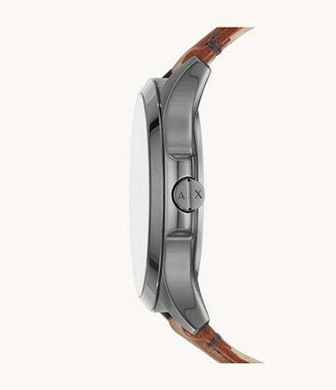 Armani Exchange original Malaysia AX2414 Three-Hand Date Brown Leather Watch