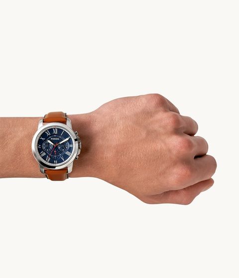 Fossil FS5210 Grant Chronograph Light Brown Leather Watch