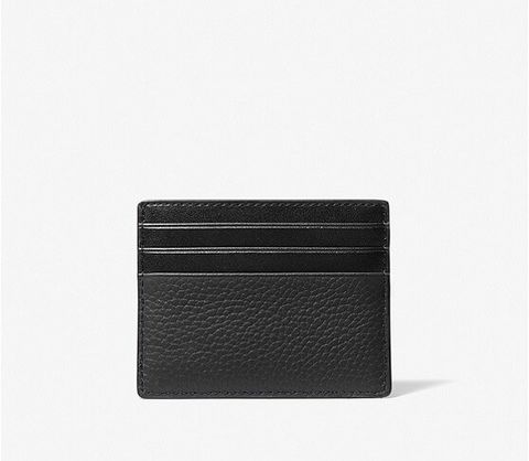 Michael Kors Cooper Pebbled Leather Tall Card Case Black 36F9LCOD2L