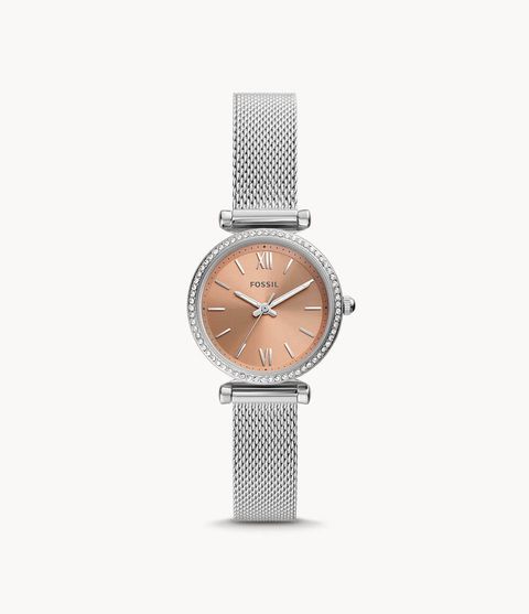 Fossil ES5088 Carlie Mini Three-Hand Stainless Steel Mesh Watch