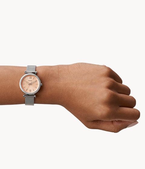 Fossil ES5088 Carlie Mini Three-Hand Stainless Steel Mesh Watch